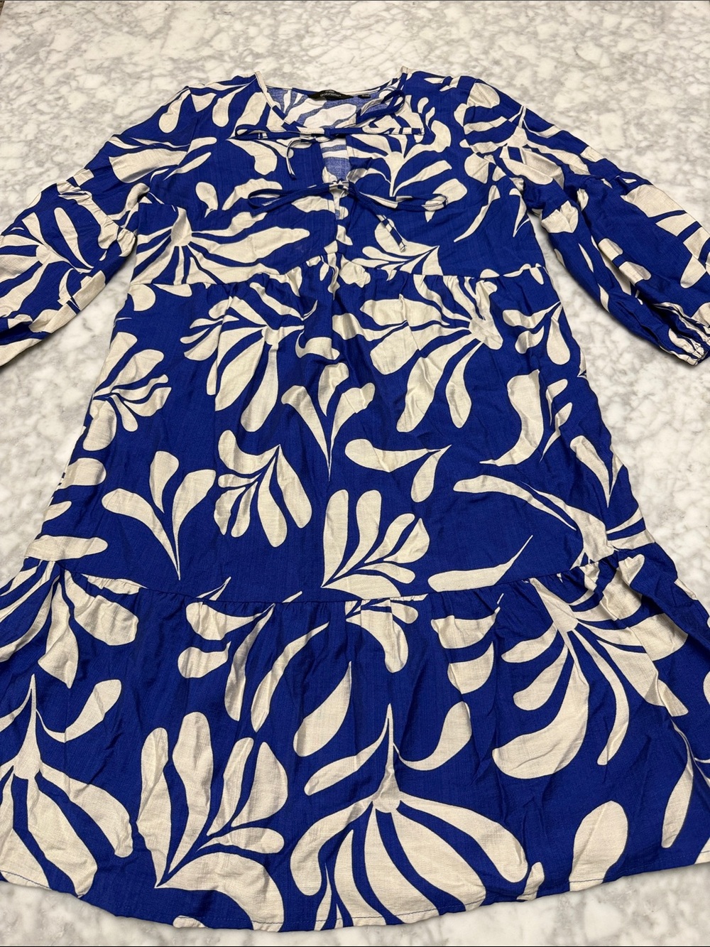Mlle Gabrielle Blue and Cream Floral Print Dress